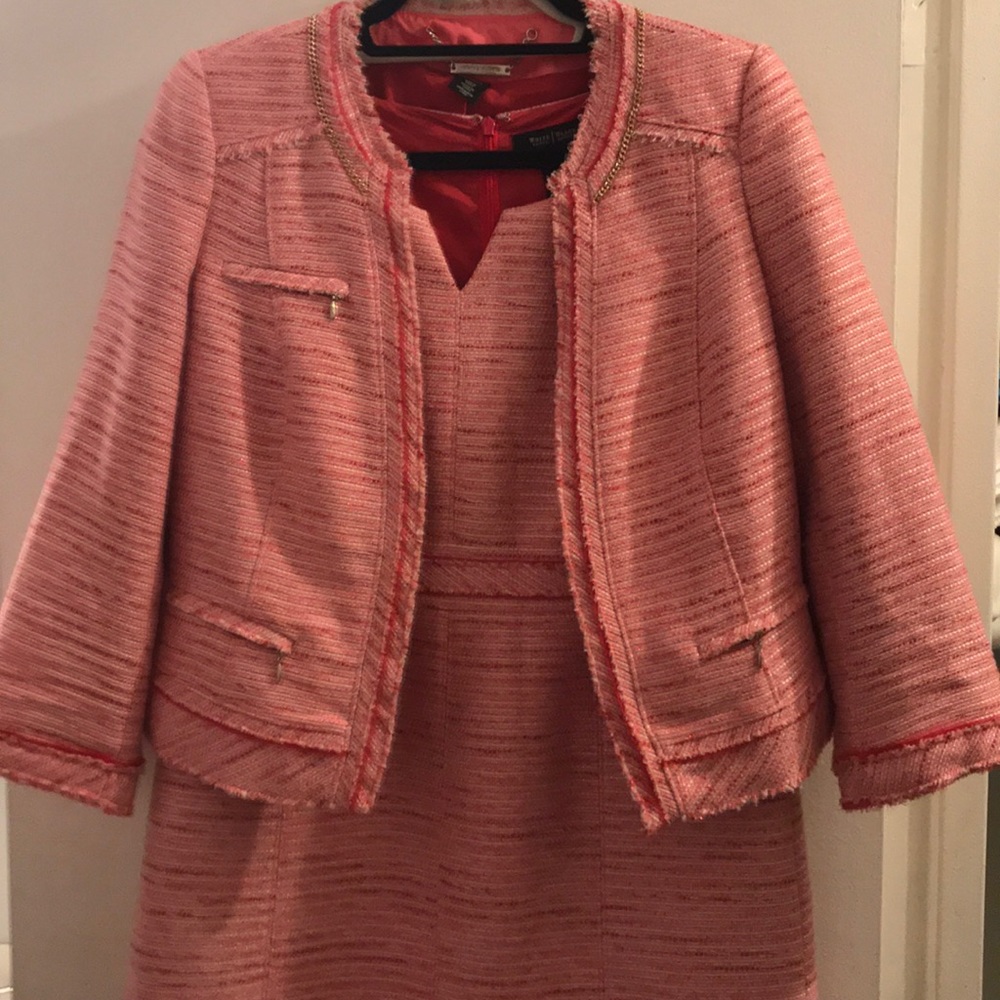 Pink tweed WHBM suit jacket EUC